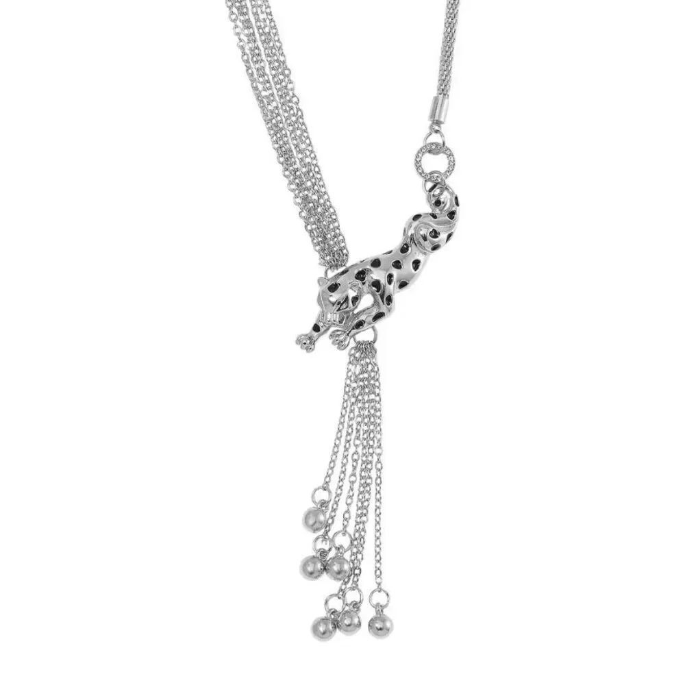 White Austrian Crystal Leapord Adjustable Necklace New